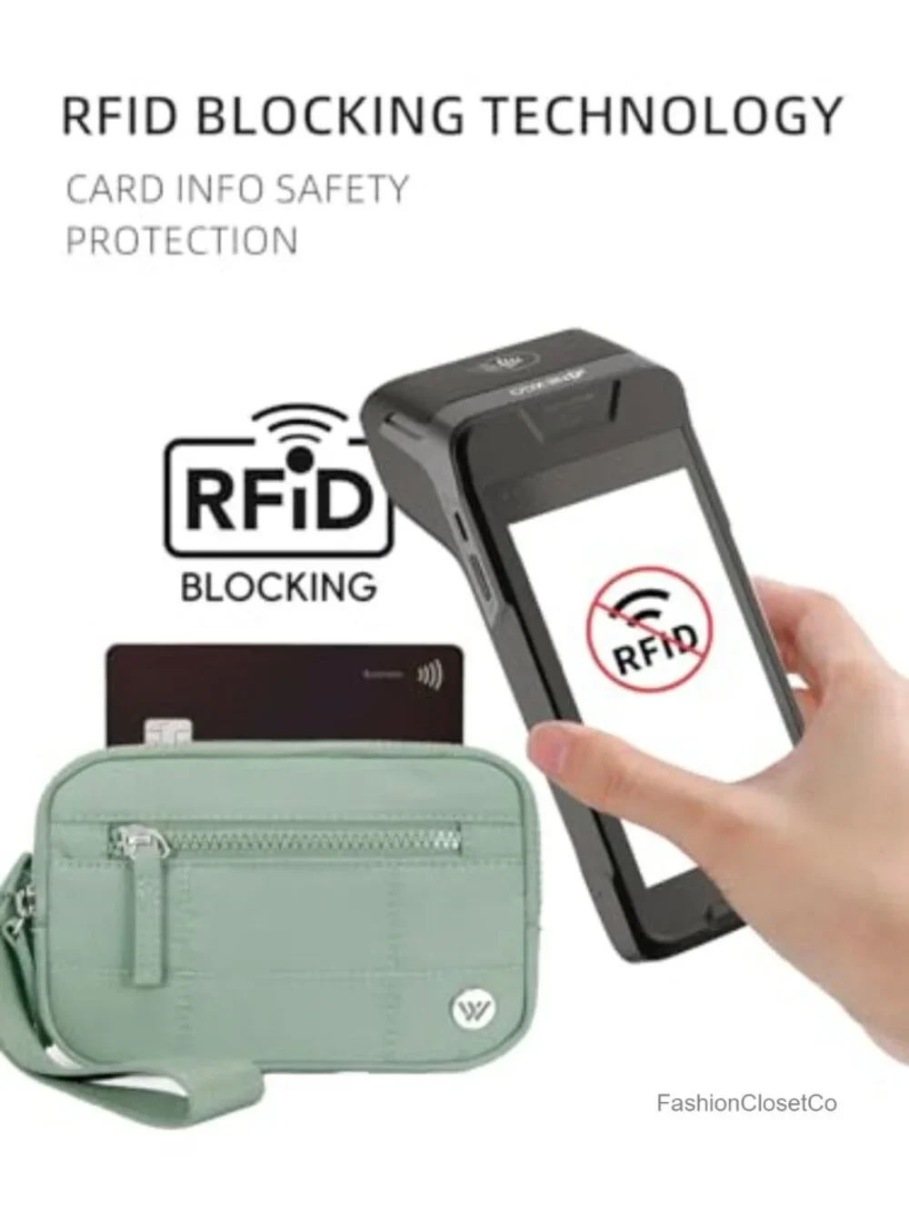 RFID Blocking Quilted Nylon Wristlet Wallet, Card Holder for Travel & Everyday